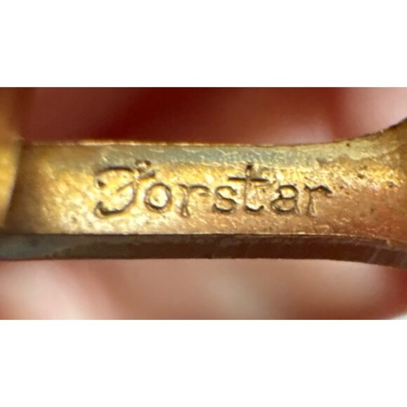 Forstar Cufflinks Vintage Gold Tone With Geometric Design T Bar - Picture 7 of 8